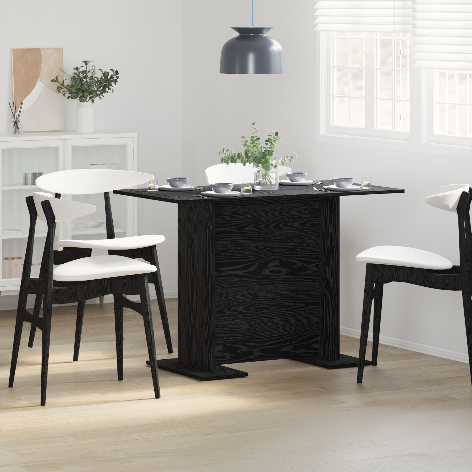 vidaXL Esstisch Schwarz Eiche 110x60x75 cm Holzwerkstoff