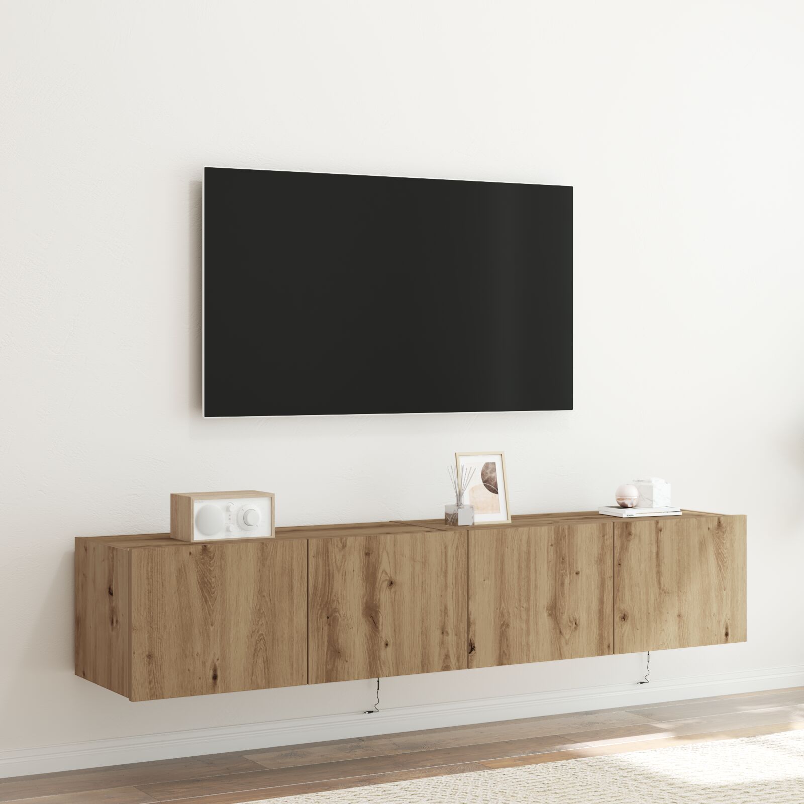 vidaXL TV-Wandregale mit LED-Lichtern 2 Stück Artisan Eiche 80x35x31 cm