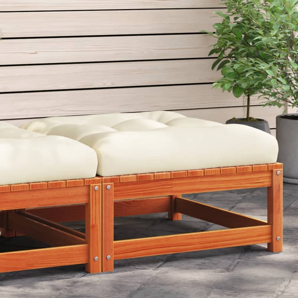 Gartenhocker mit Kissen Wachsbraun Massivholz Kiefer Gartenhocker mit Kissen Wachsbraun Massivholz Kiefer