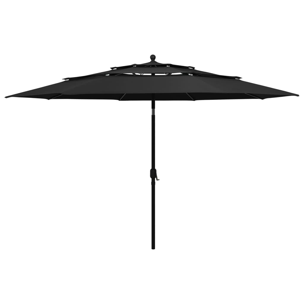 Sonnenschirm mit Aluminium-Mast 3-lagig Schwarz 3,5 m