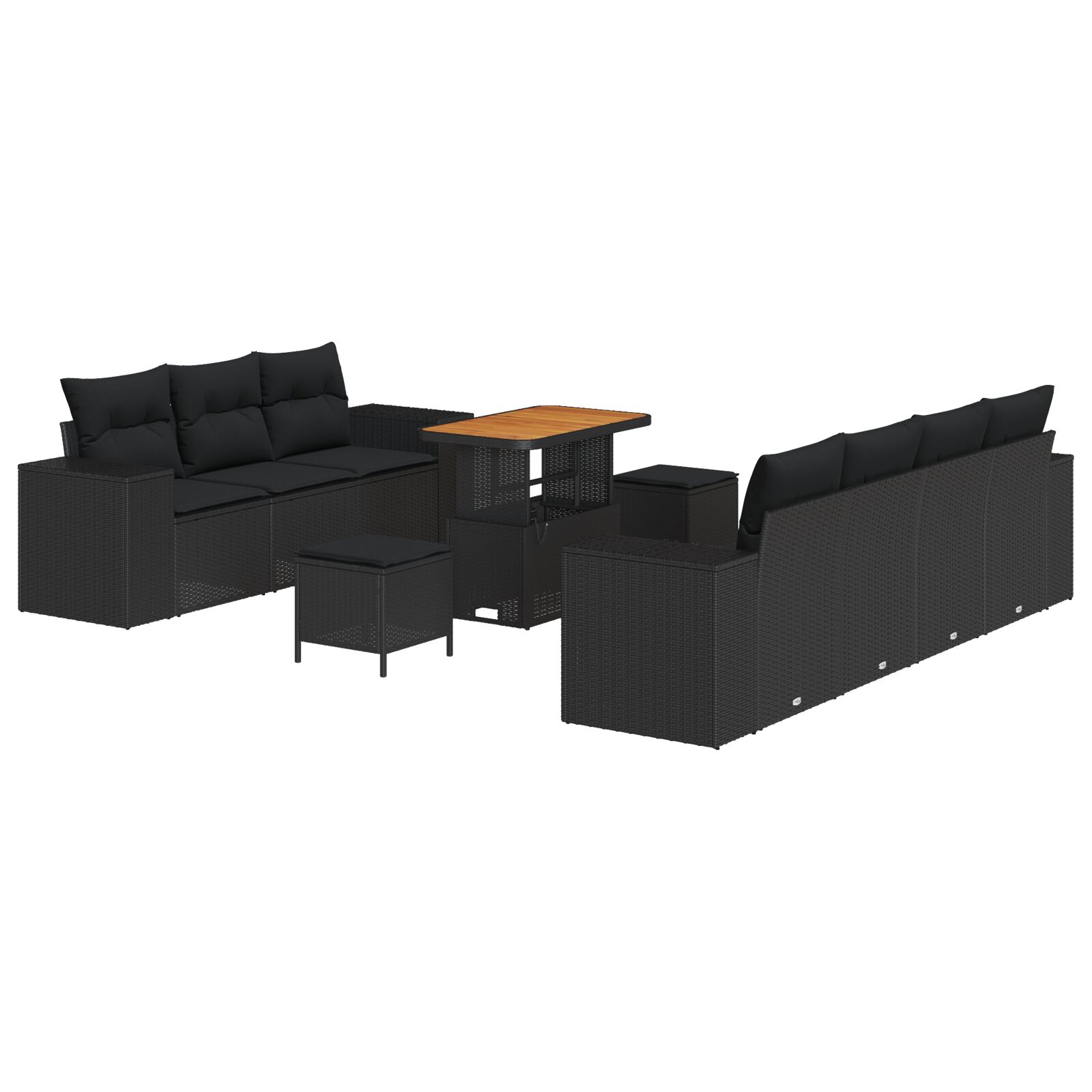 10-teiliges Garten Sofa Set mit Kissen Schwarz Poly Rattan Akazie, 3-teiliges Garten Esszimmer Set mit Kissen Schwarz Poly Rattan Akazie 10-teiliges Garten Sofa Set mit Kissen Schwarz Poly Rattan Akazie, 3-teiliges Garten Esszimmer Set mit Kissen Schwarz Poly Rattan Akazie