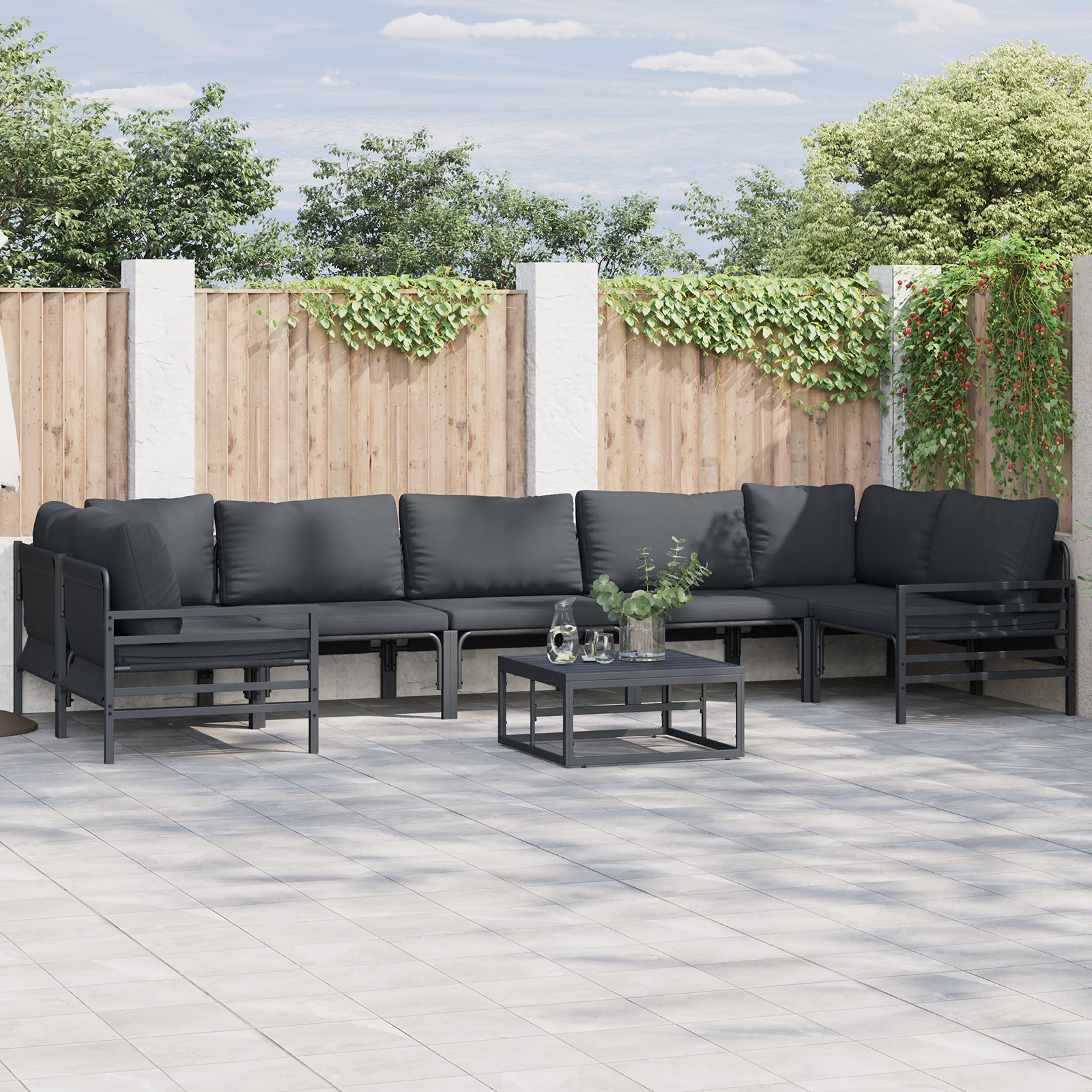 Garten-Sofa-Set 8 pcs Anthrazit Stahl Garten-Sofa-Set 8 pcs Anthrazit Stahl