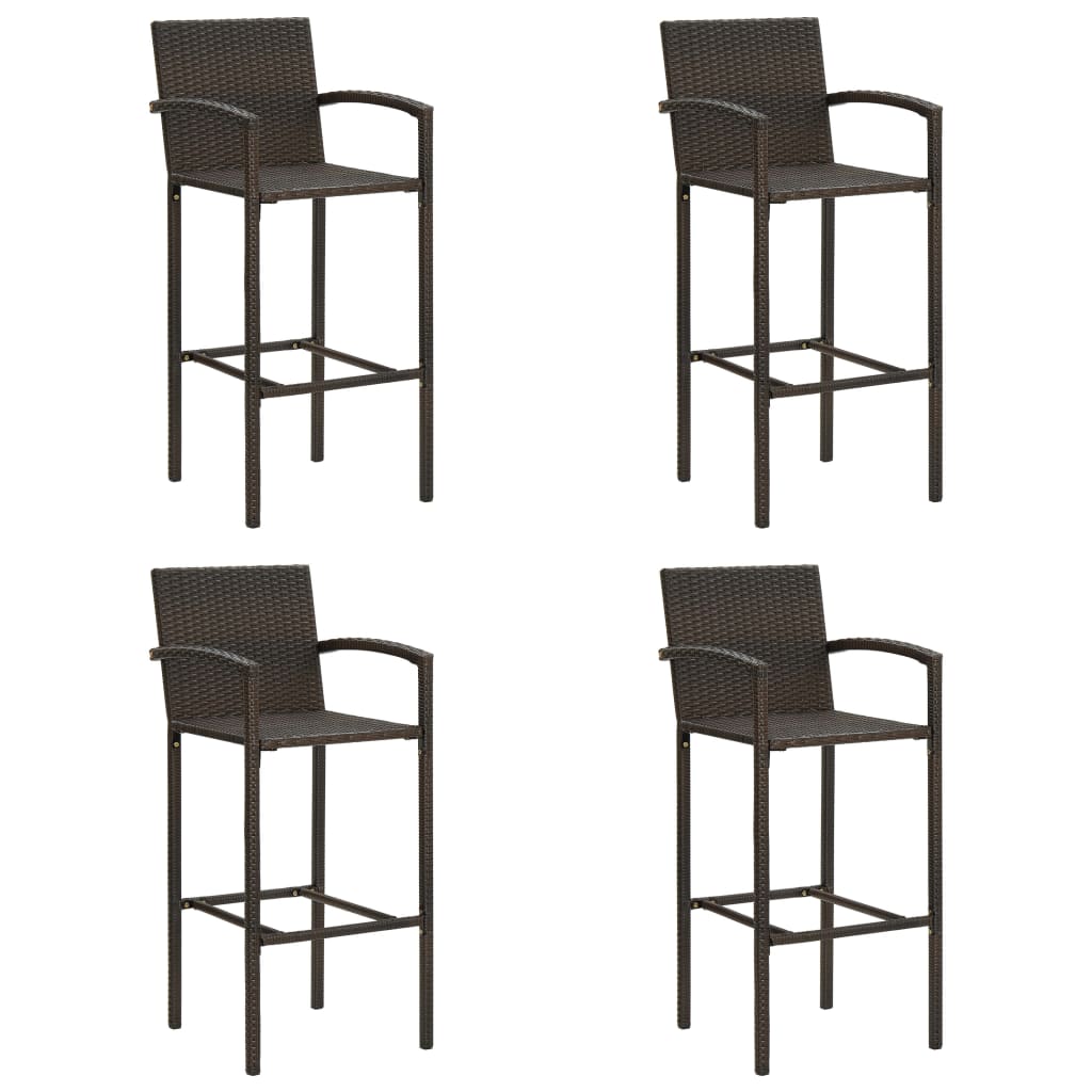 Barhocker 4 Stk. Braun Poly Rattan Barhocker 4 Stk. Braun Poly Rattan