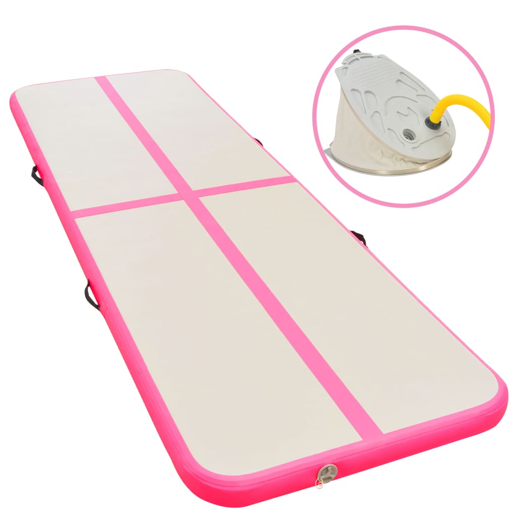 Aufblasbare Gymnastikmatte mit Pumpe 300×100×10 cm PVC Rosa