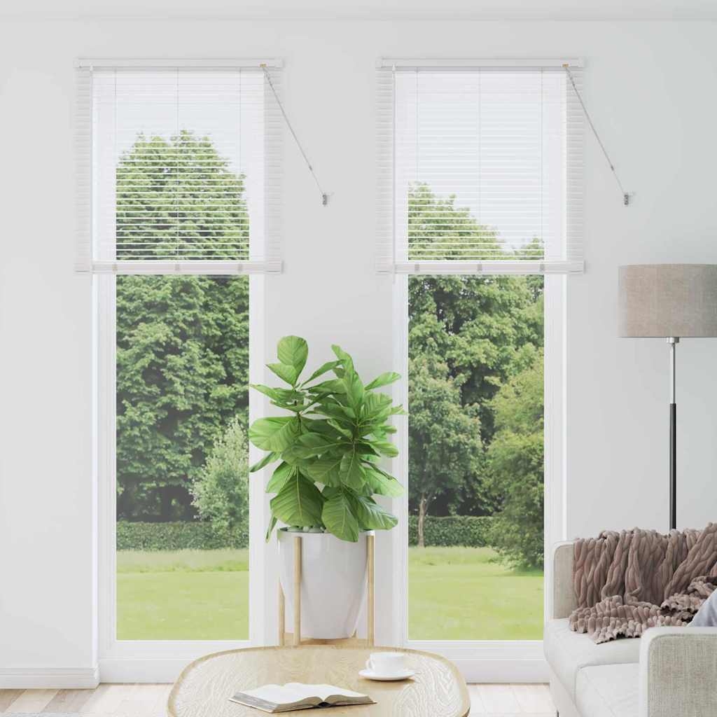 Fenster Jalousie mit Vorhängen Sonstiges Weiß 80 x 220 cm Aluminium