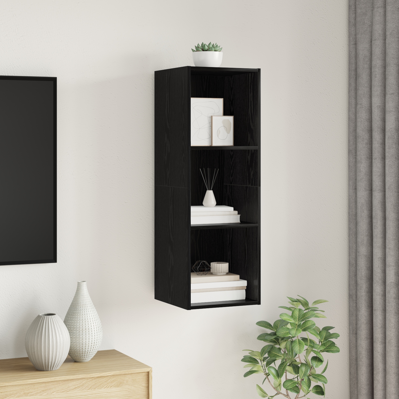 TV-Schränk Schwarze Eiche 37 x 37 x 107 cm Holzwerkstoff