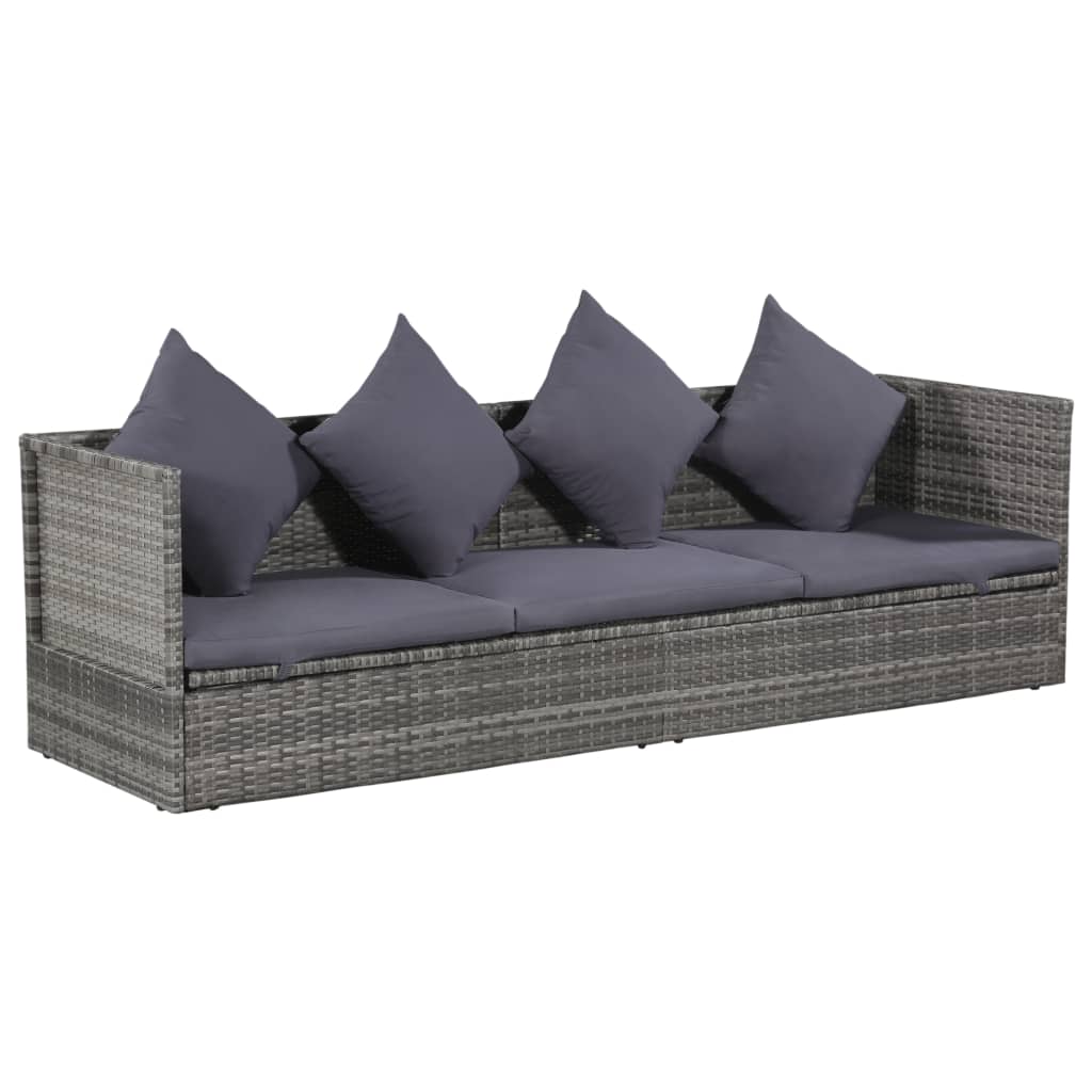 Garten-Sofabett 200x60 cm Poly Rattan Grau Garten-Sofabett 200x60 cm Poly Rattan Grau