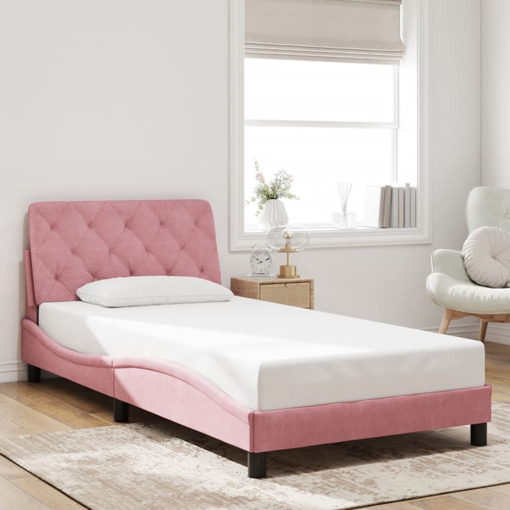 Bettgestell ohne Matratze Rosa 100x200 cm Samt
