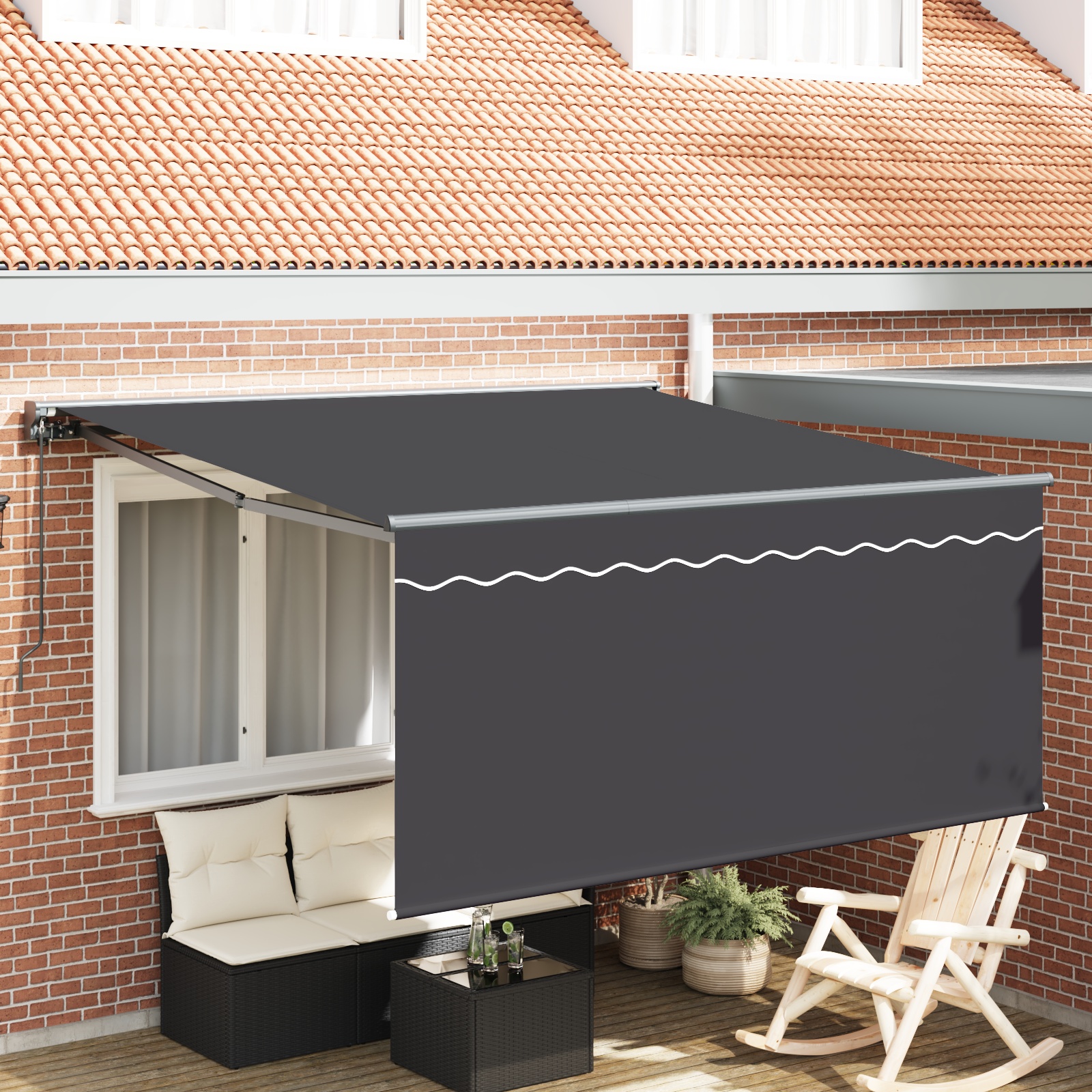 Einziehbare Markise Anthrazit Grau 350 x 250 cm