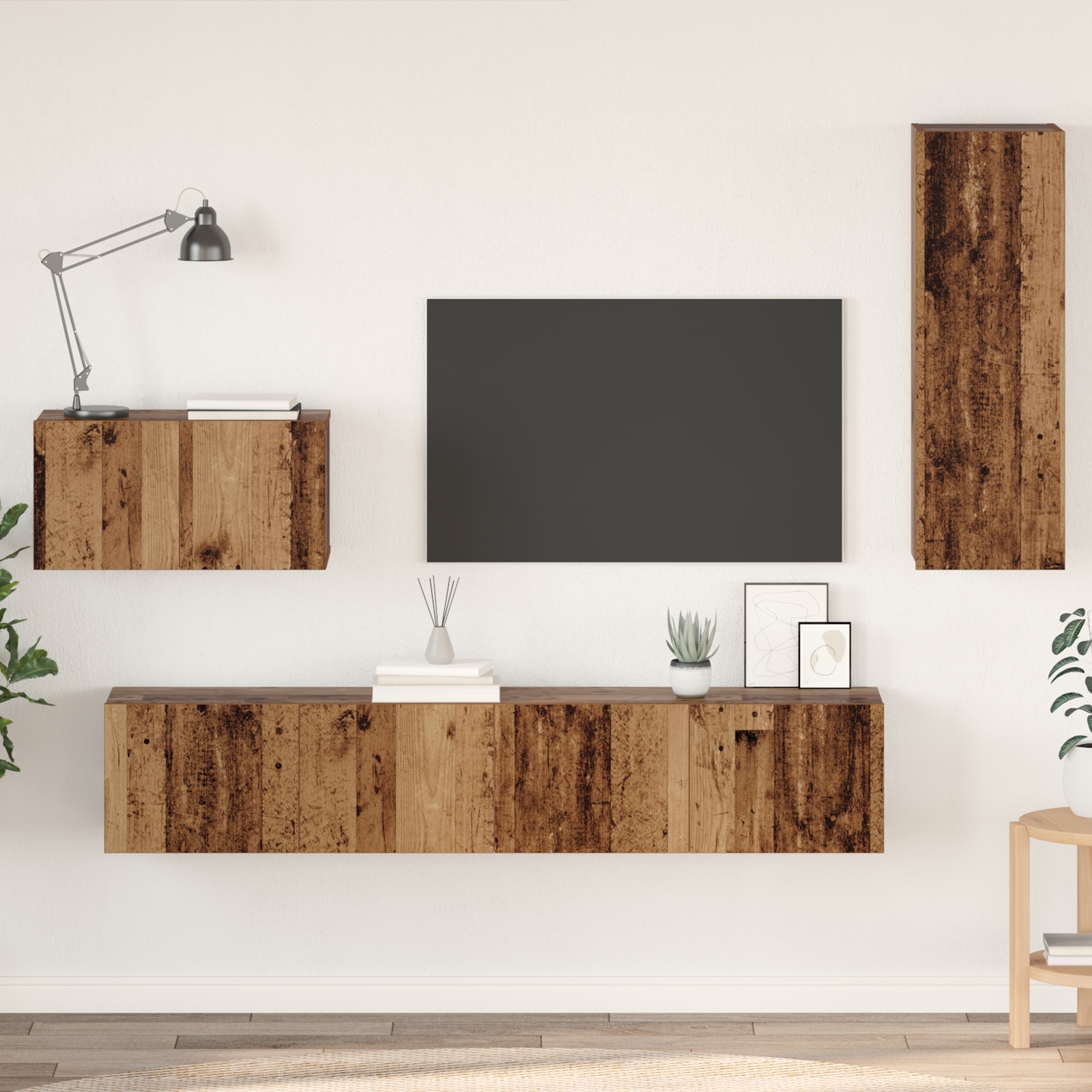 Wand TV Schrank 4 pcs Altes Holz Mittel Furnierspanplatte