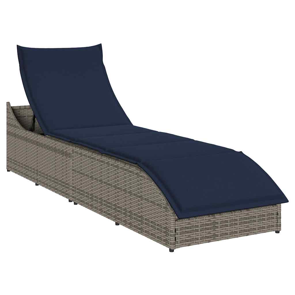 Klappliege mit Auflage und Stauraum Grau Poly-Rattan Klappliege mit Auflage und Stauraum Grau Poly-Rattan