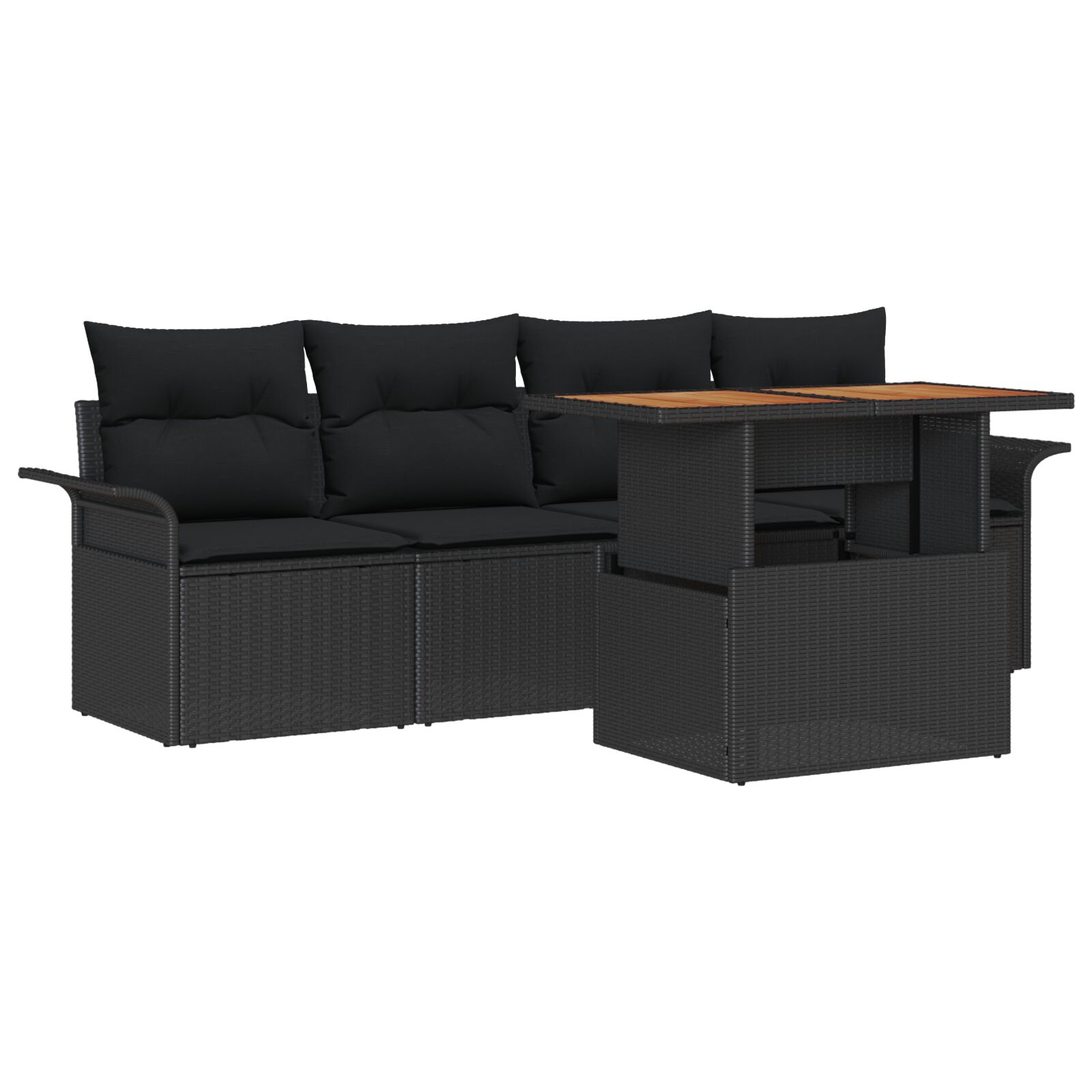 5-teiliges Garten Sofa Set mit Kissen Schwarzes Poly Rattan, 2-Sitzer Garten Sofa mit Stauraum & Kissen Schwarzes Poly Rattan 5-teiliges Garten Sofa Set mit Kissen Schwarzes Poly Rattan, 2-Sitzer Garten Sofa mit Stauraum & Kissen Schwarzes Poly Rattan