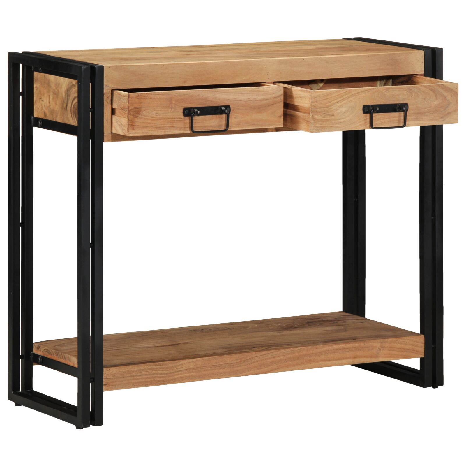 vidaXL Konsole Schwarz 90x33x75 cm Massivholz Akazie und Metall