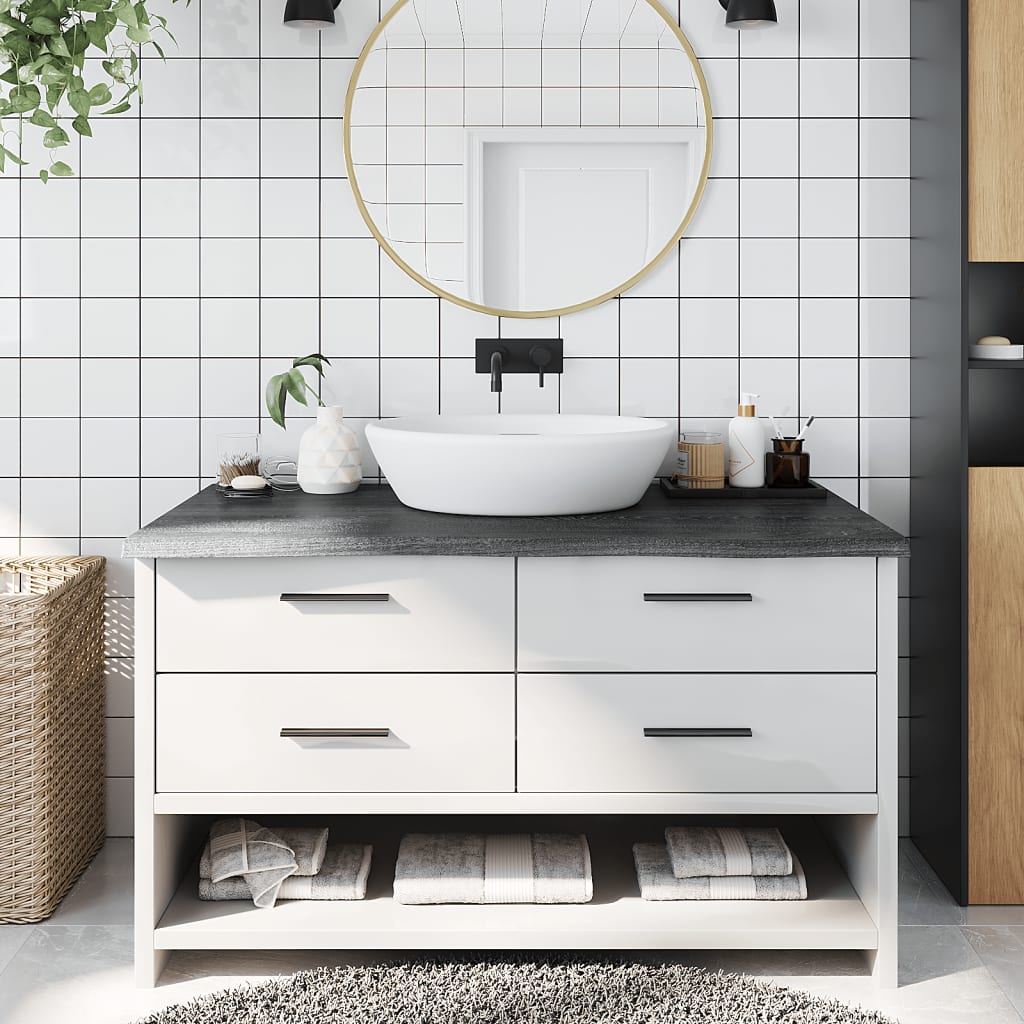 Waschtischplatte Dunkelbraun 100x50x(2-4)cm Massivholz