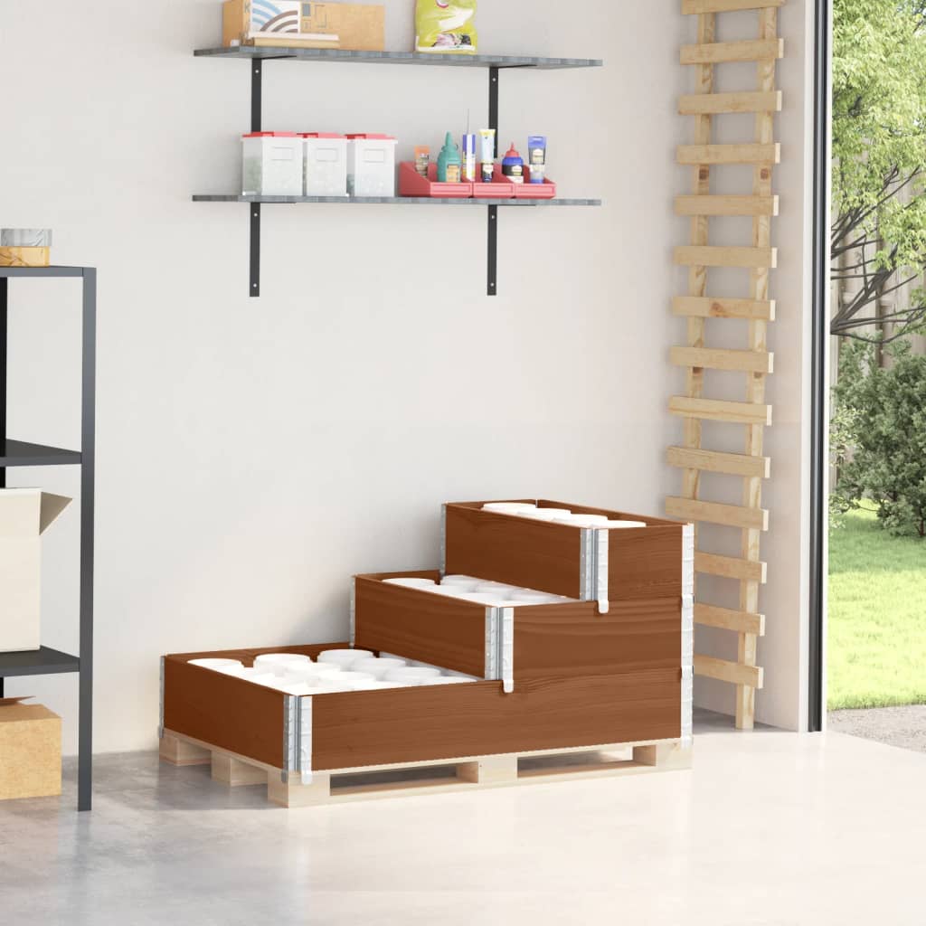 Paletten-Aufsatzrahmen 3-fach Braun 120x80 cm Massivholz Kiefer Paletten-Aufsatzrahmen 3-fach Braun 120x80 cm Massivholz Kiefer