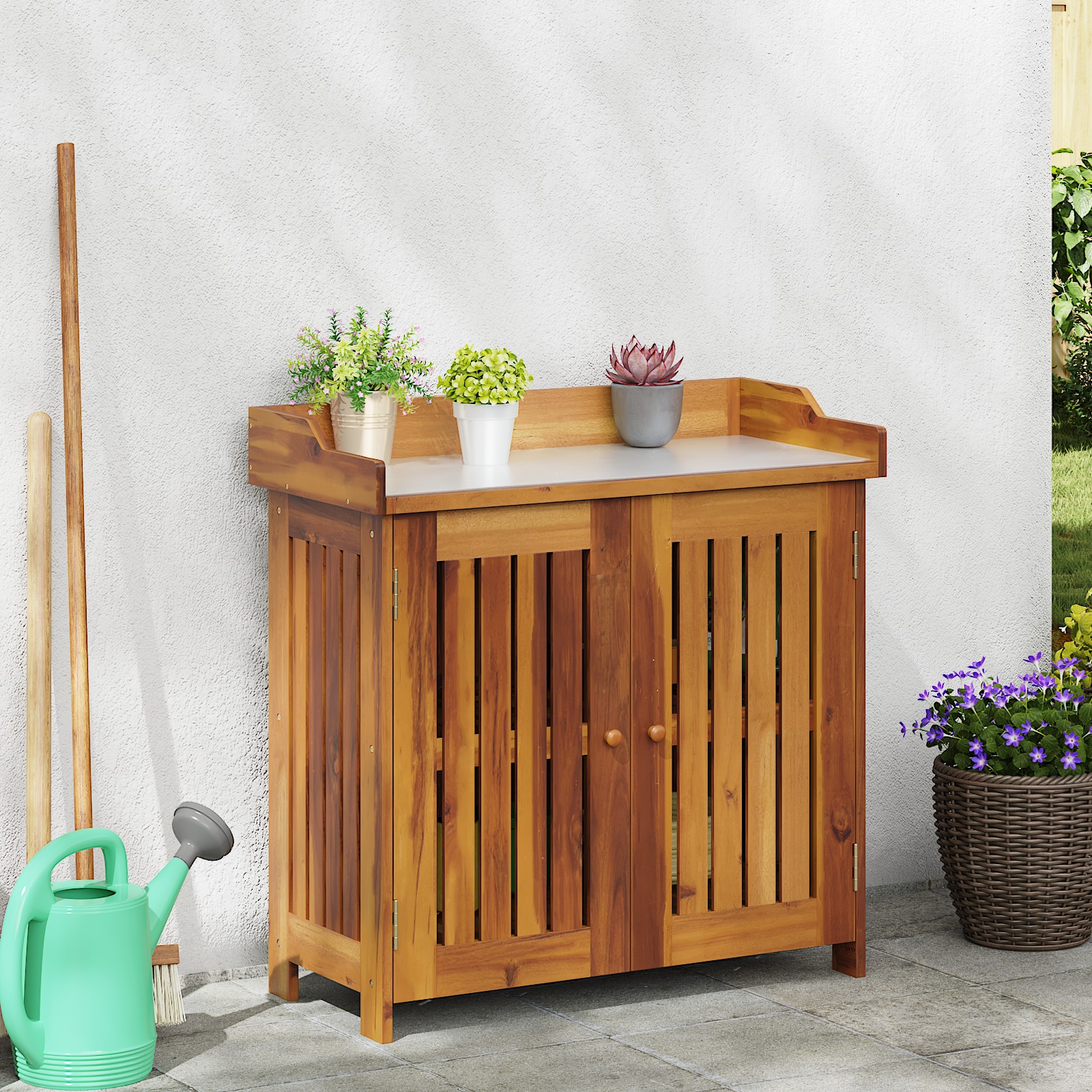 Garten-Schrank Braun 78 x 36.5 x 78cm Massivholz Akazie
