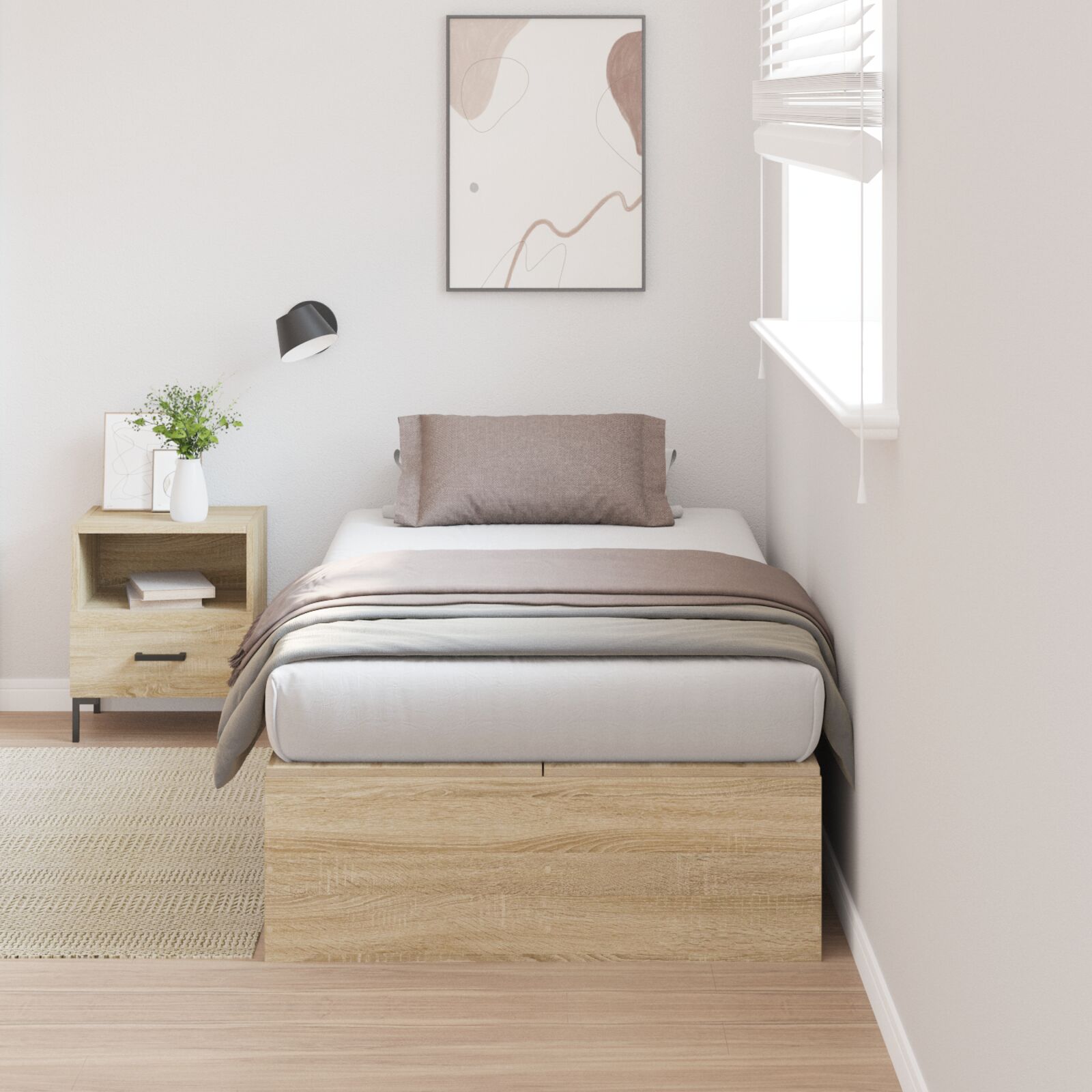 vidaXL Stauraumbett Rahmen Sonoma Eiche 100x200 cm