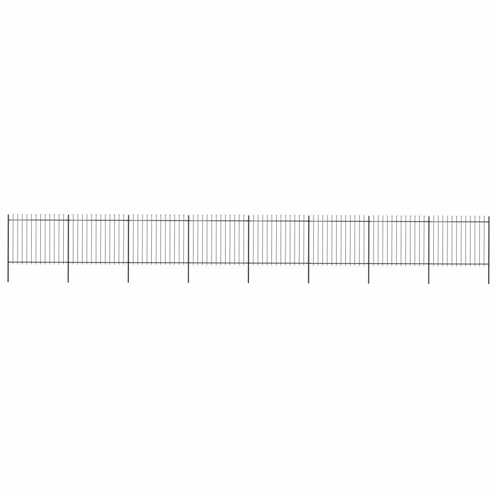 Gartenzaun mit Speerspitzen Stahl 13,6 x 1,5 m Schwarz
