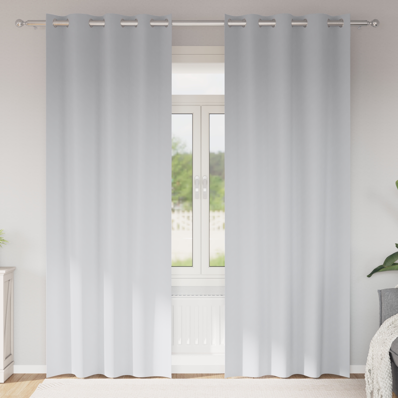 Vorhänge mit Vorhängen 2 pcs Hellgrau 260 x 140 cm Polyester