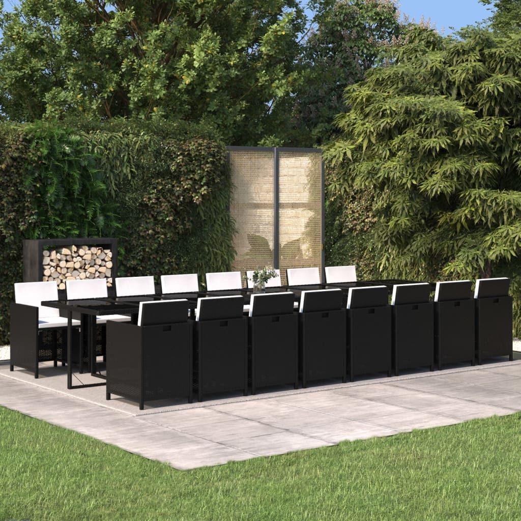 17-tlg. Garten-Essgruppe mit Kissen Schwarz Poly Rattan 17-tlg. Garten-Essgruppe mit Kissen Schwarz Poly Rattan