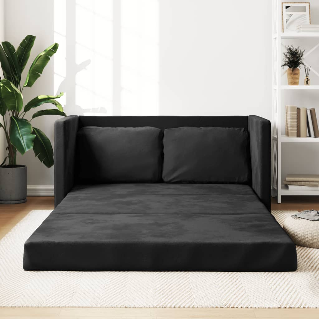 Bodensofa mit Schlaffunktion Schwarz 122x204x55 cm Samt Bodensofa mit Schlaffunktion Schwarz 122x204x55 cm Samt