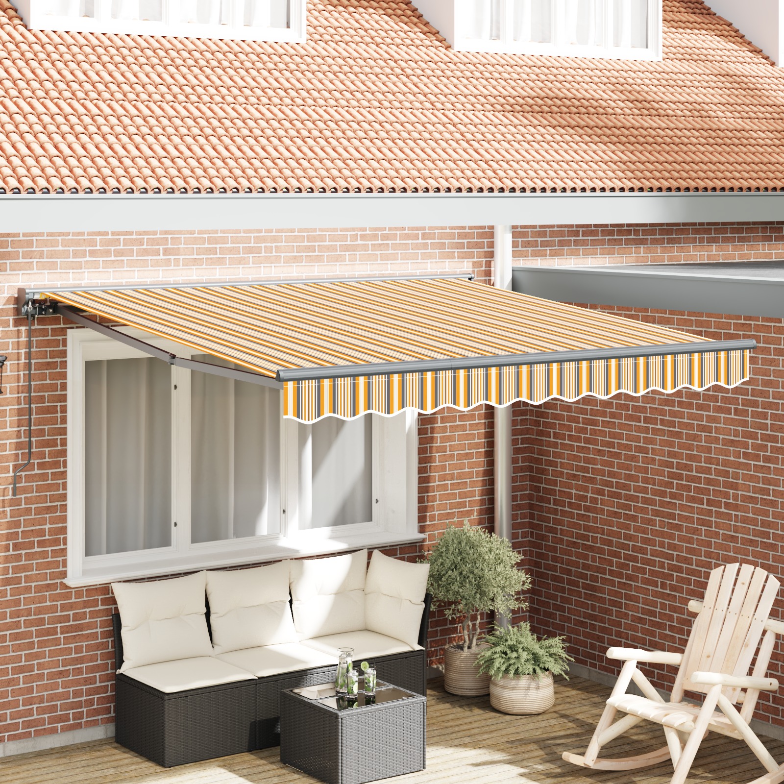 Einziehbare Markise Marineblau 300x250 cm Polyester und Metall