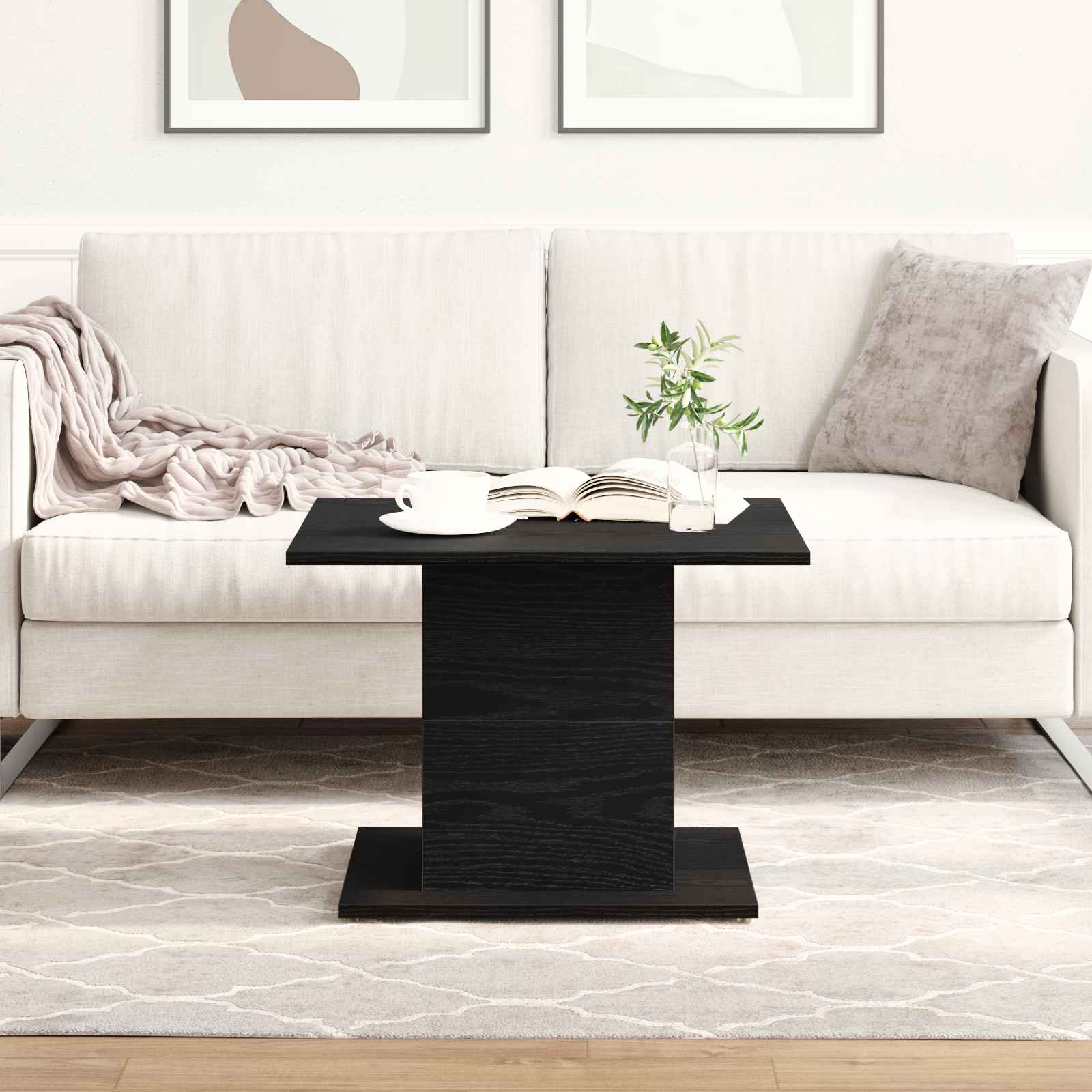 Couchtisch Schwarz Eiche 55,5x55,5x40 cm Holzwerkstoff