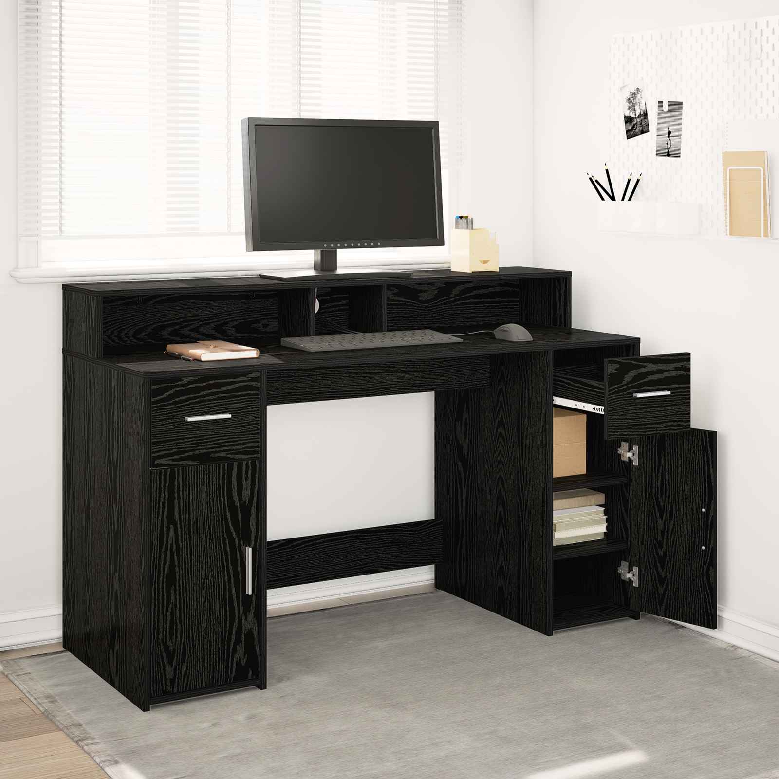 Schreibtisch Schwarze Eiche 140x55x91 cm Holzwerkstoff