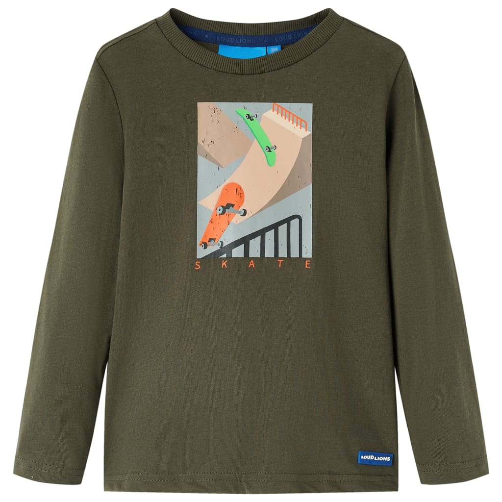 Kinder-Langarmshirt Khaki 116 Kinder-Langarmshirt Khaki 116