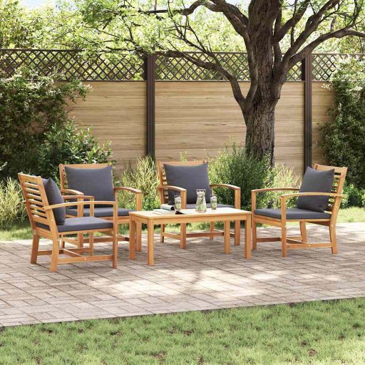 Garten-Sofa-Set 5 pcs Natur Teak-Massivholz