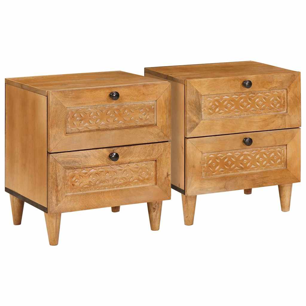 Nachttisch 2 pcs Hellbraun 40 x 33 x 46 cm massives Mangoholz Nachttisch 2 pcs Hellbraun 40 x 33 x 46 cm massives Mangoholz