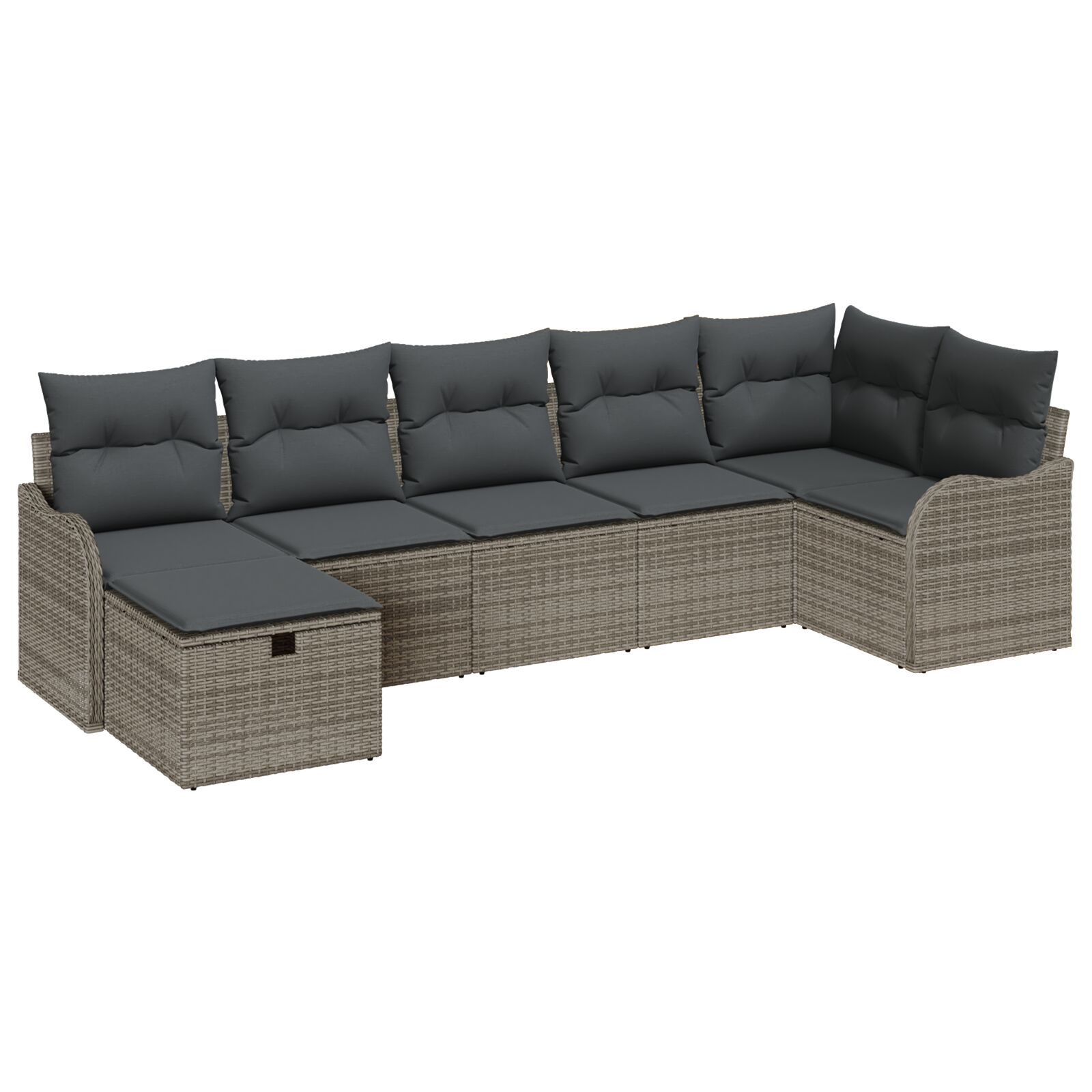 7-teiliges Garten Sofa Set mit Kissen Grau Poly Rattan, 2-Sitzer Garten Sofa mit Kissen Grau Poly Rattan 7-teiliges Garten Sofa Set mit Kissen Grau Poly Rattan, 2-Sitzer Garten Sofa mit Kissen Grau Poly Rattan