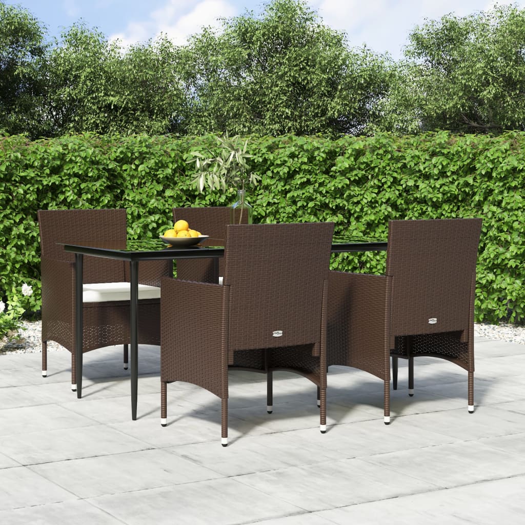 5-tlg. Garten-Essgruppe mit Kissen Braun und Schwarz 5-tlg. Garten-Essgruppe mit Kissen Braun und Schwarz