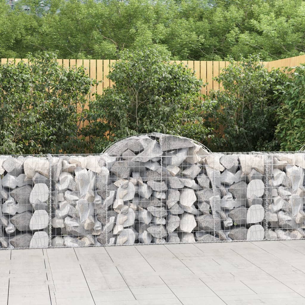 Gabionen mit Hochbogen 4 Stk. 200x50x80/100 cm Verzinktes Eisen