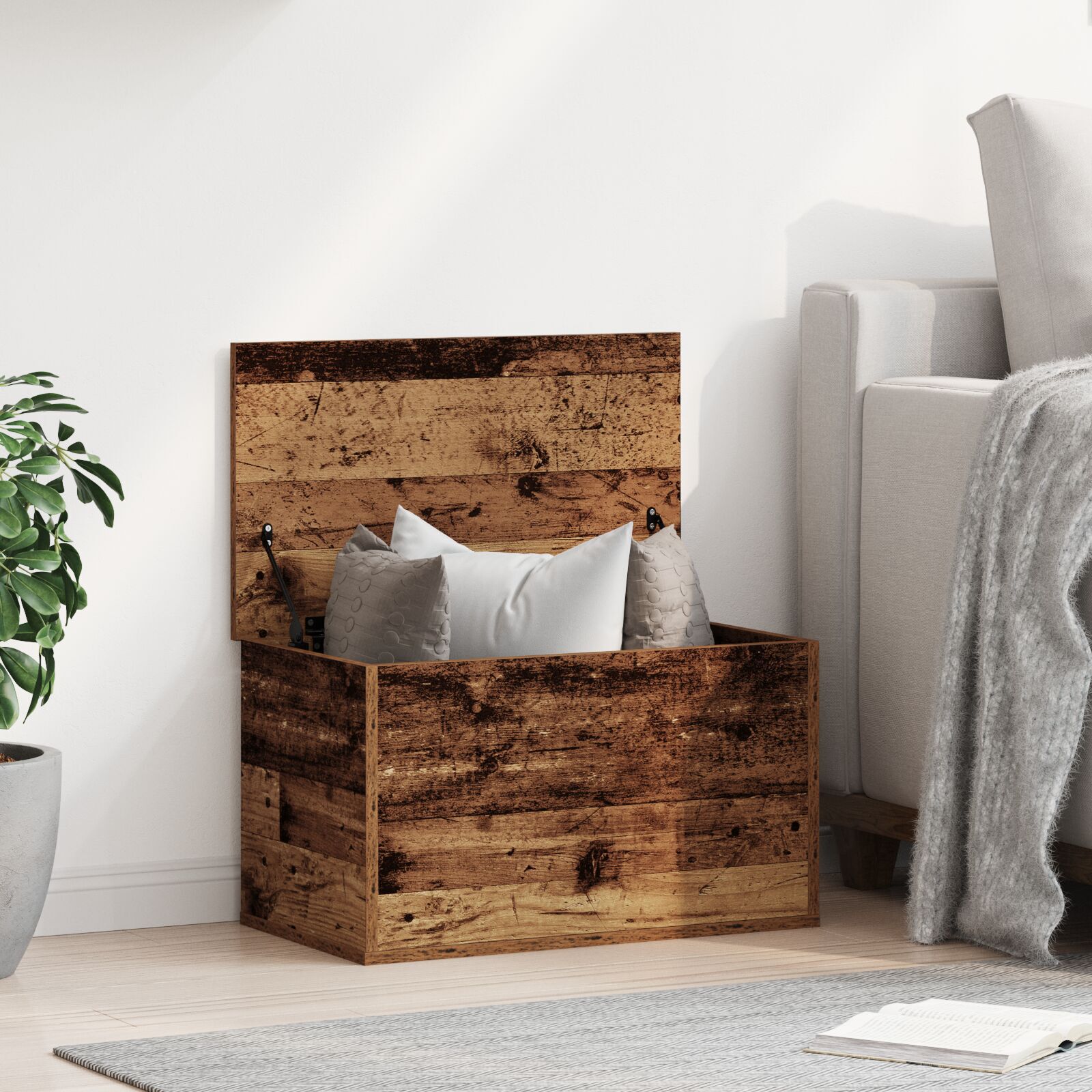 Aufbewahrungsbox aus Altholz 60x35x35 cm Ingenieuro Holz