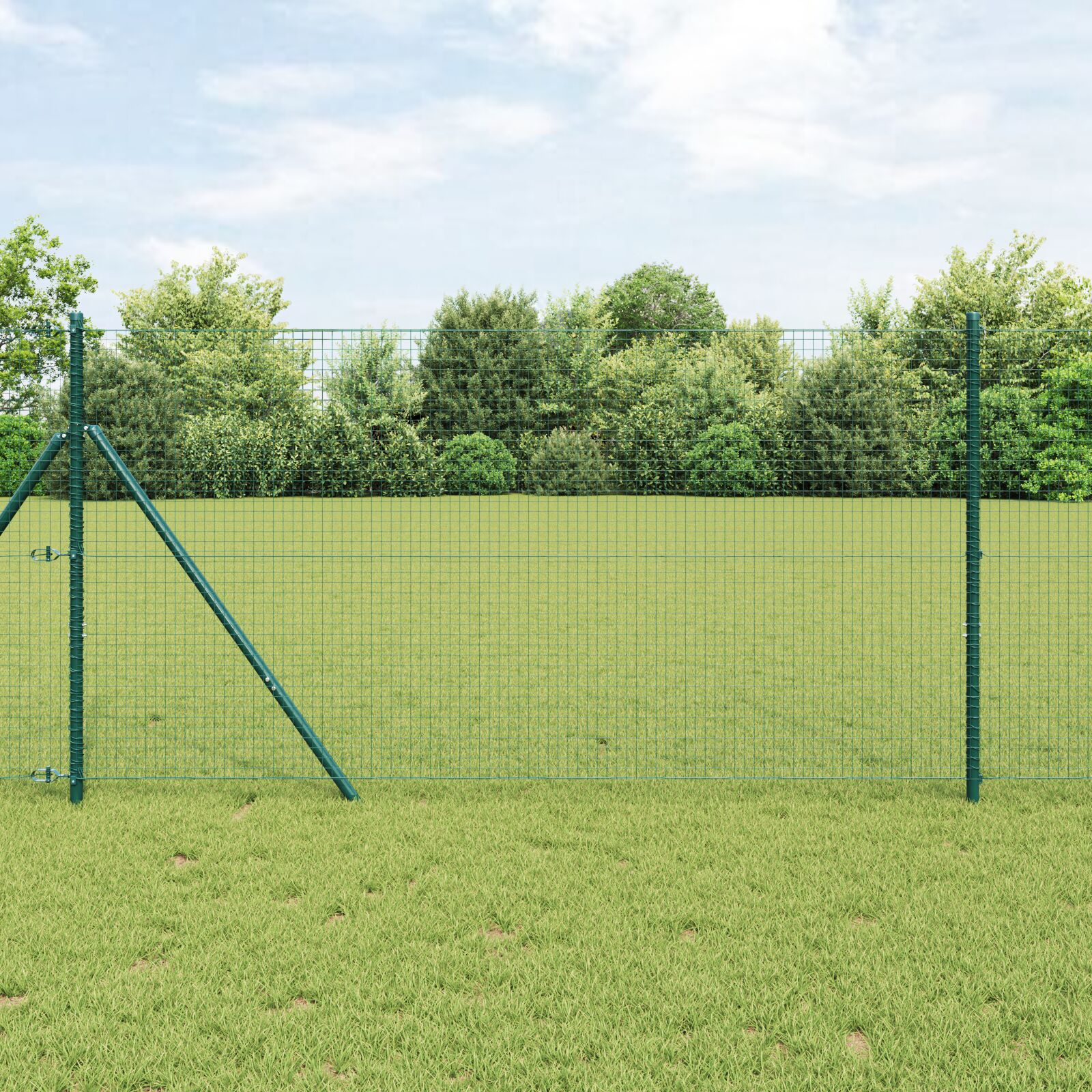 Schweißdrahtzaun mit 7 Pfosten Grün 1,2x10 m Stahl