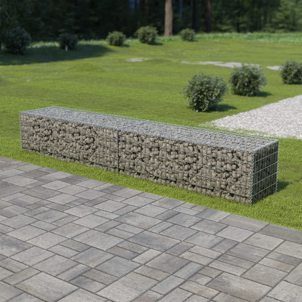 Gabionenwand mit Abdeckung 300×50×50 cm Verzinkter Stahl Gabionenwand mit Abdeckung 300×50×50 cm Verzinkter Stahl