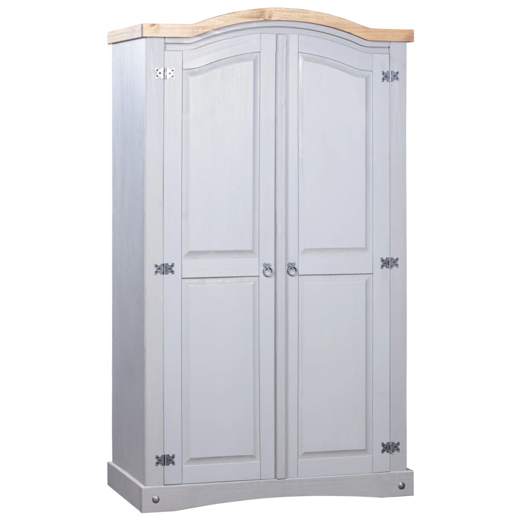 Kleiderschrank Mexiko-Stil Kiefernholz 2 Türen Grau