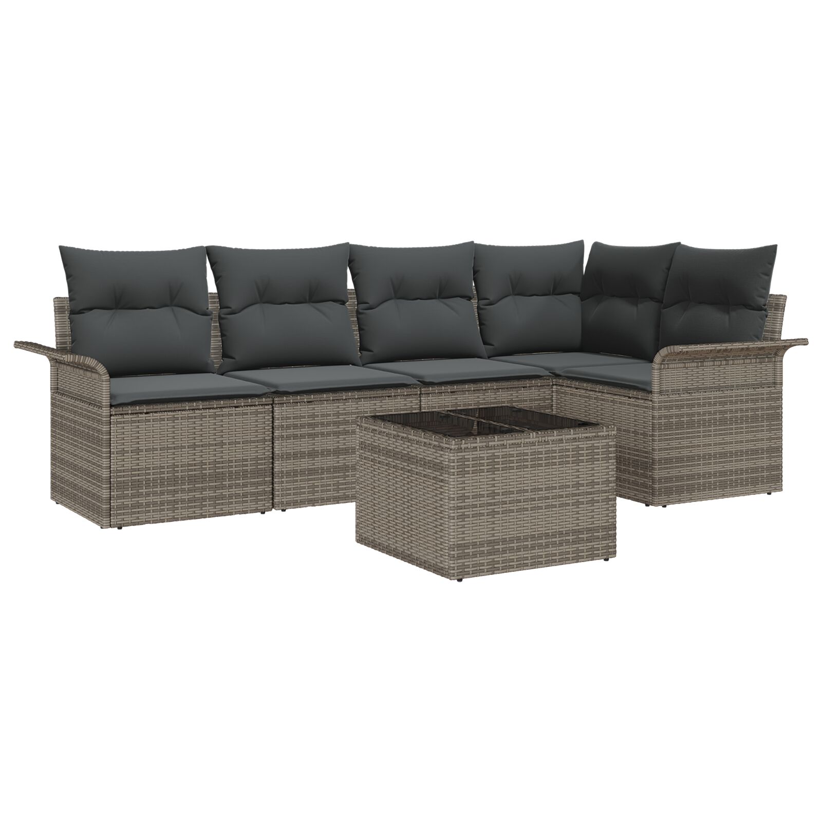 5-teiliges Garten-Sofa-Set mit Kissen Schwarz Poly Rattan, 2-Sitzer Garten-Sofa mit Stauraum & Kissen Grau Poly Rattan 5-teiliges Garten-Sofa-Set mit Kissen Schwarz Poly Rattan, 2-Sitzer Garten-Sofa mit Stauraum & Kissen Grau Poly Rattan