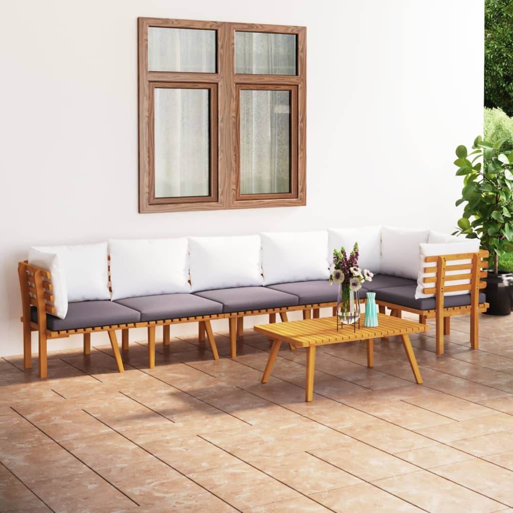 7-tlg. Garten-Lounge-Set mit Kissen Massivholz Akazie 7-tlg. Garten-Lounge-Set mit Kissen Massivholz Akazie