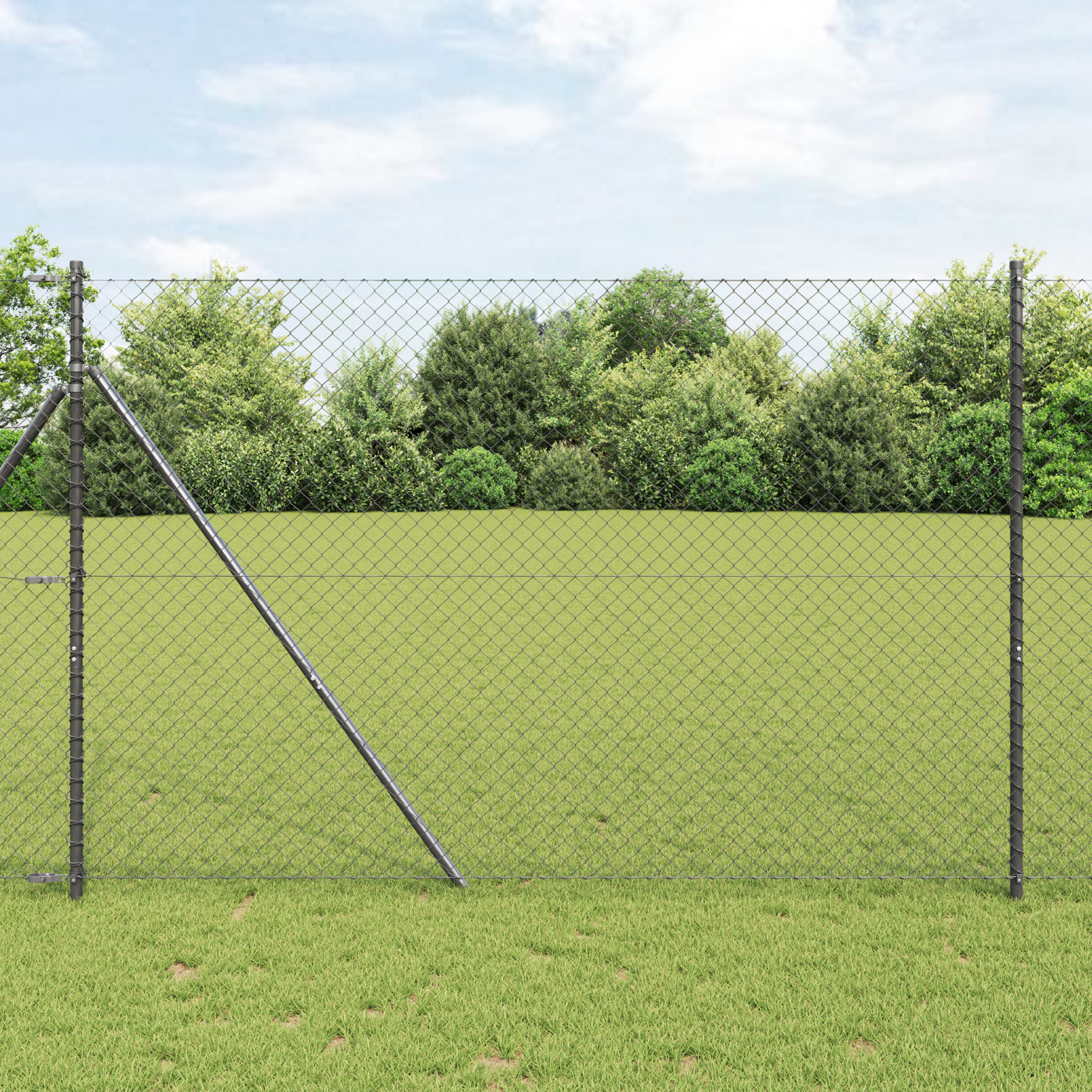 Kettenzaun Grau 1,5x10 m Stahl
