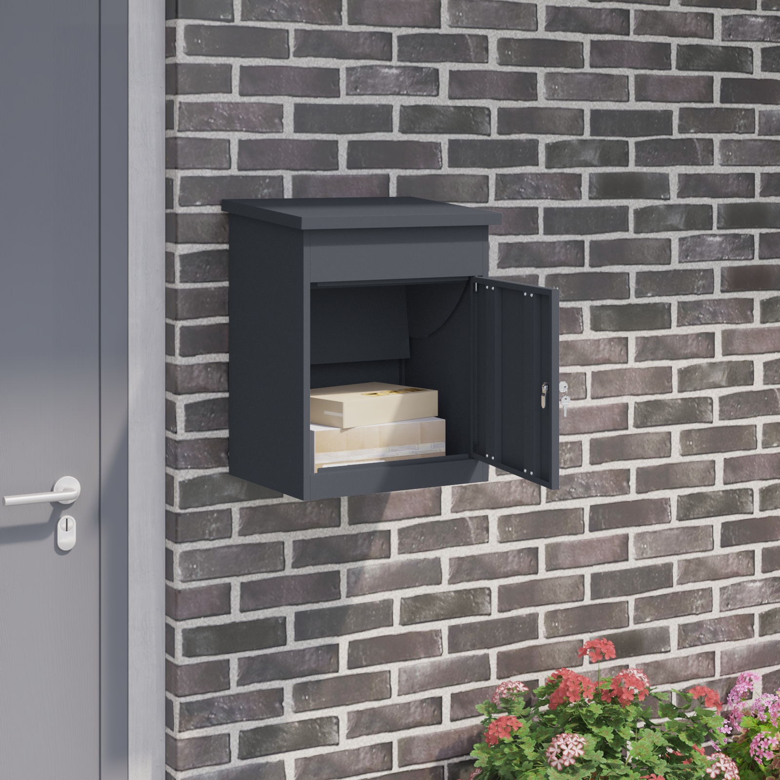 Paketdrop-Box Anthrazit 44 x 35 x 59 cm Stahl