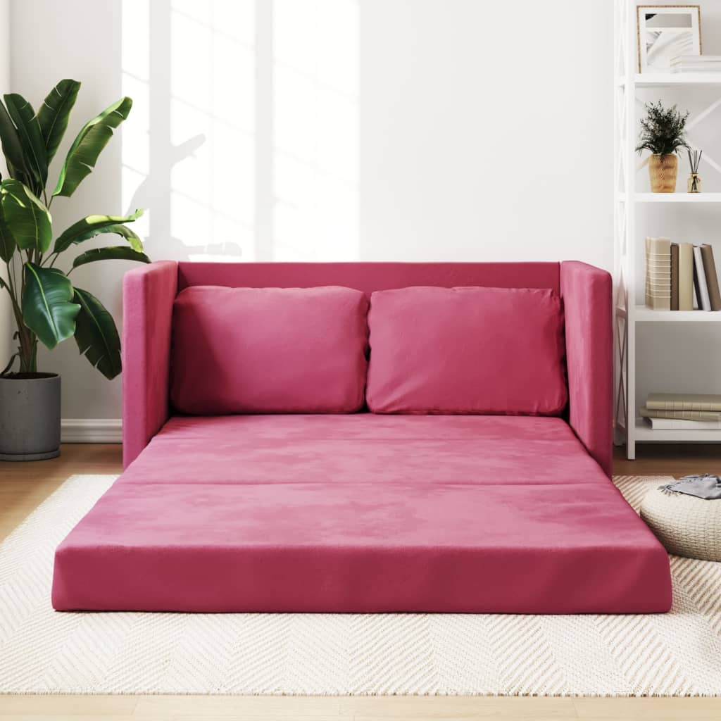 Bodensofa mit Schlaffunktion Weinrot 122x204x55 cm Samt Bodensofa mit Schlaffunktion Weinrot 122x204x55 cm Samt