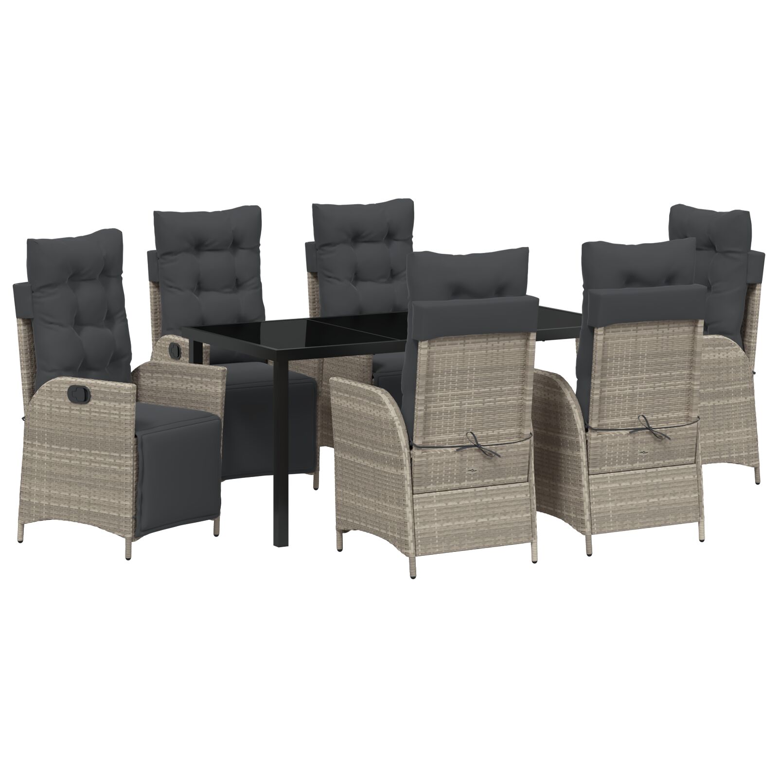 7-teiliges Garten Esszimmer Set hellgrau Poly-Rattan
