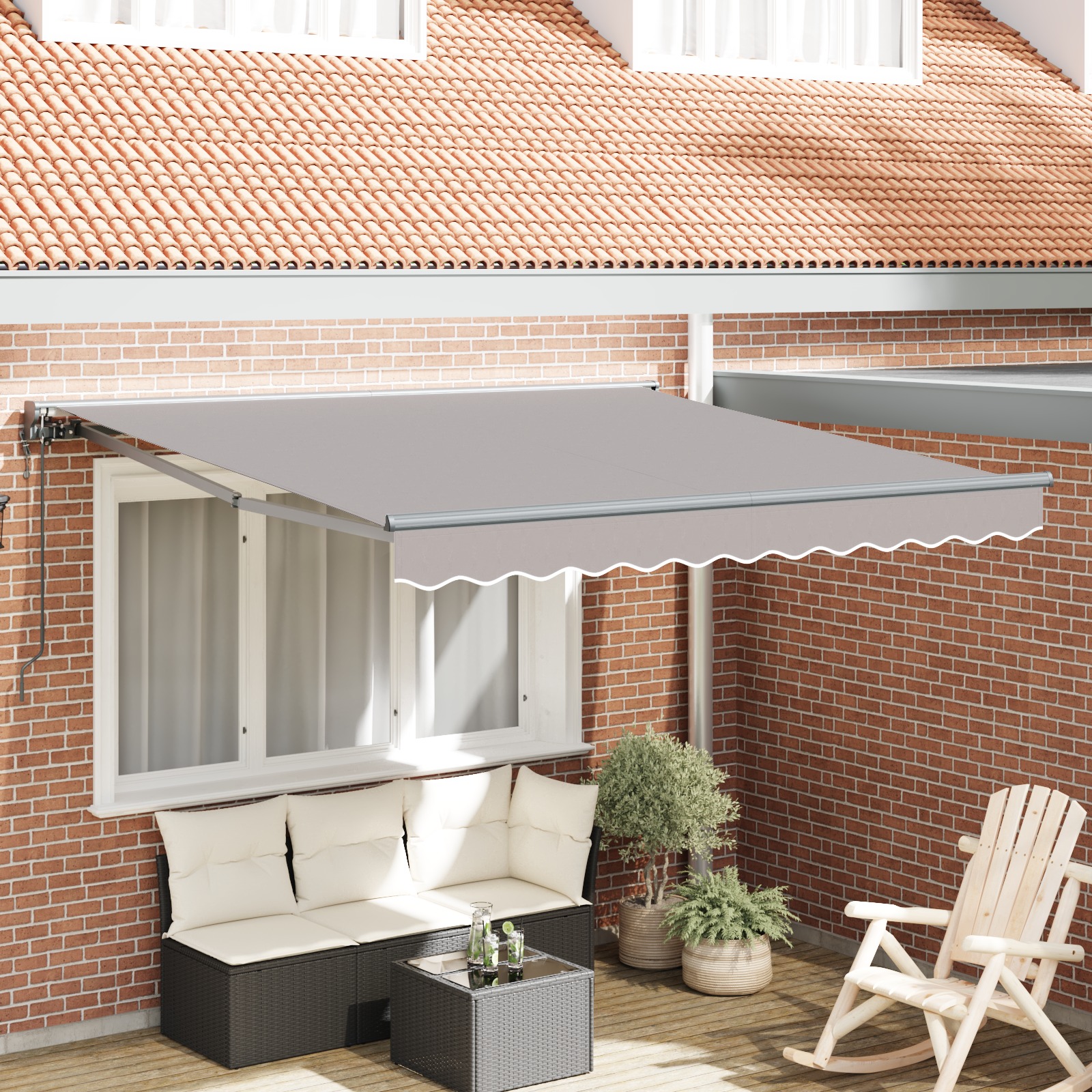 Einziehbare Markise Hellgrau 300x250 cm Gewebe