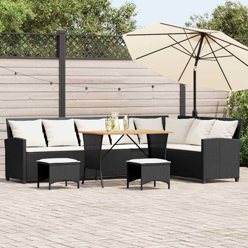 4tlg. Garten-Sofagarnitur mit Kissen L-Form Schwarz Poly Rattan 4tlg. Garten-Sofagarnitur mit Kissen L-Form Schwarz Poly Rattan