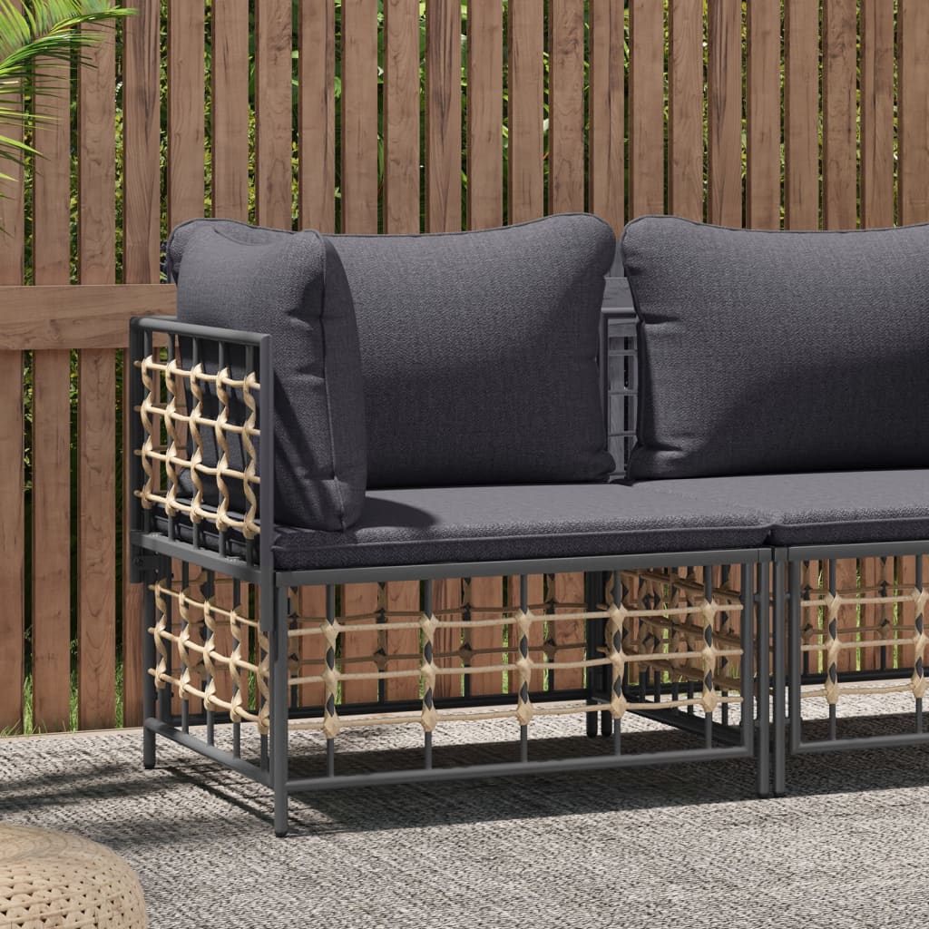 Garten-Ecksofa mit Dunkelgrauen Kissen Poly Rattan Garten-Ecksofa mit Dunkelgrauen Kissen Poly Rattan