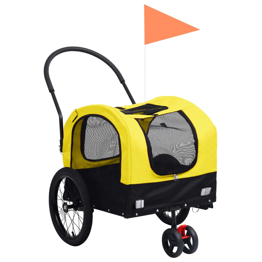 2-in-1 Fahrradanhänger für Hunde und Buggy Gelb und Schwarz 2-in-1 Fahrradanhänger für Hunde und Buggy Gelb und Schwarz