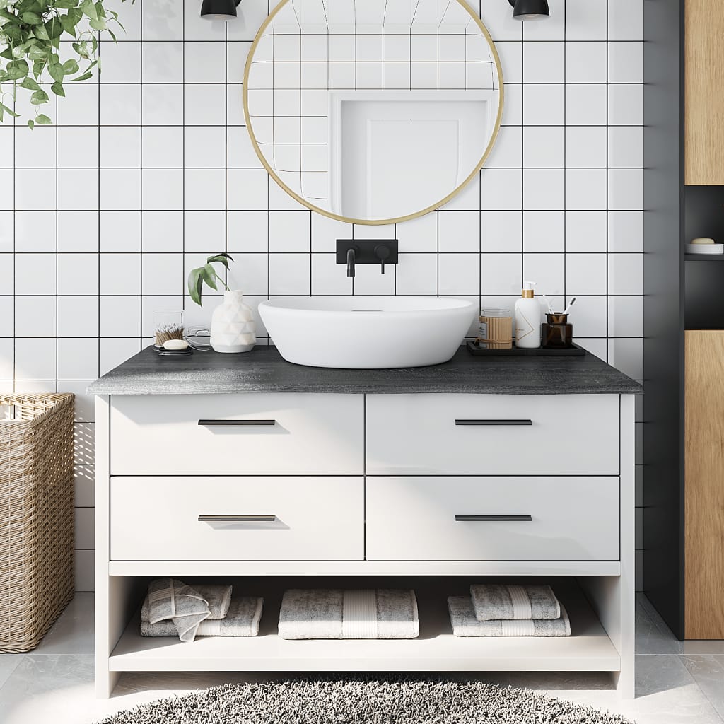Waschtischplatte Dunkelbraun 100x60x2 cm Massivholz Behandelt