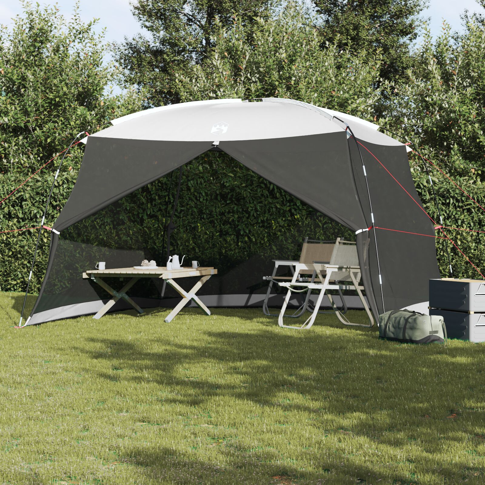 vidaXL Camping-Mückennetz mit Tür Grau für 6 Personen Wasserfest